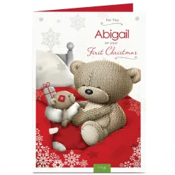 Card Factory Hugs Personalised Christmas Card - 1st Christmas