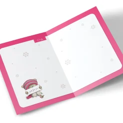 Card Factory Hugs Personalised Christmas Card - Pink Bear