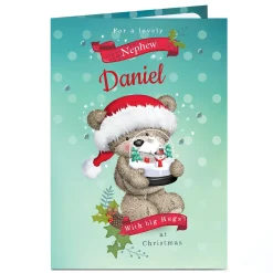 Card Factory Hugs Personalised Christmas Card - Bear And Snow Globe