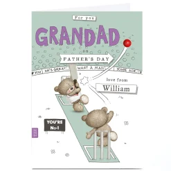 Card Factory Hugs Personalised Father's Day Card - Cricket Bears Grandad