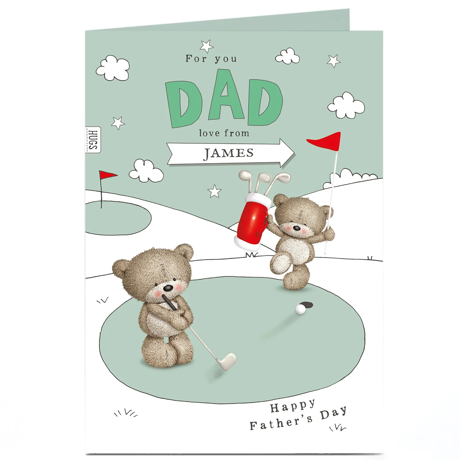 Card Factory Hugs Personalised Father's Day Card - Golf Bears Dad