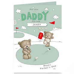 Card Factory Hugs Personalised Father's Day Card - Golf Bears Daddy