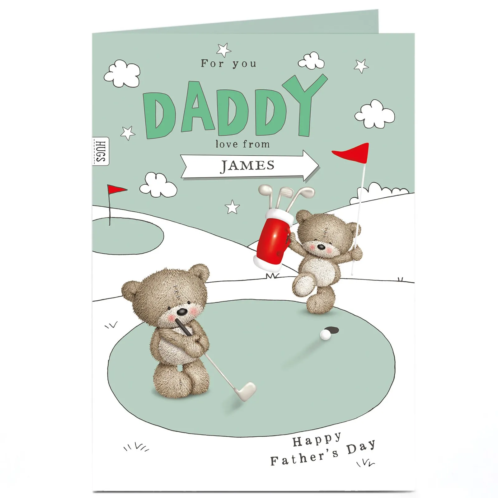 Card Factory Hugs Personalised Father's Day Card - Golf Bears Daddy