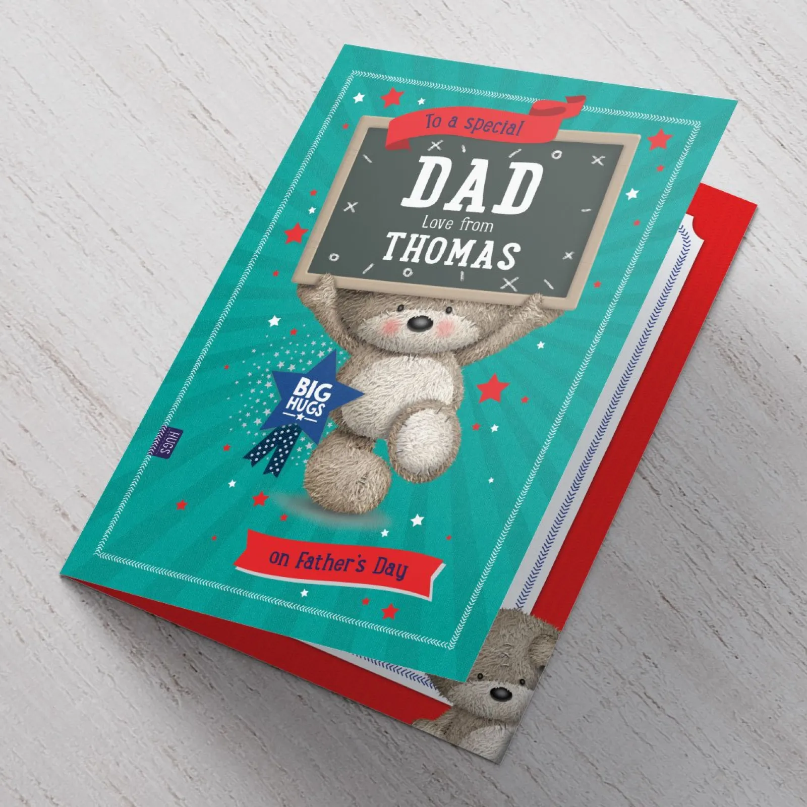 Card Factory Hugs Personalised Father's Day Card - Chalkboard