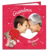 Card Factory Hugs Photo Christmas Card - Red And Hearts