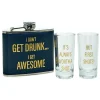 New I Don't Get Drunk I Get Awesome Hip Flask & Shot Glasses Jewellery & Keepsakes|Birthday Gifts
