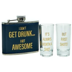 New I Don't Get Drunk I Get Awesome Hip Flask & Shot Glasses Jewellery & Keepsakes|Birthday Gifts