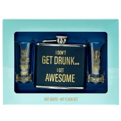 New I Don't Get Drunk I Get Awesome Hip Flask & Shot Glasses Jewellery & Keepsakes|Birthday Gifts