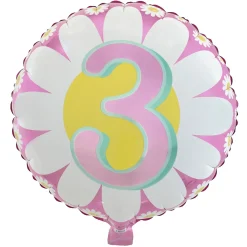 Kids Card Factory 18-Inch Age 3 Flower Foil Helium Balloon