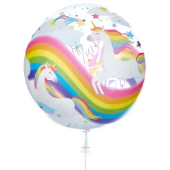 Kids Card Factory 22-Inch Bubble Balloon - Happy Birthday, Unicorns - DELIVERED INFLATED!