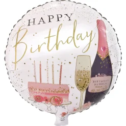 Clearance 18-Inch Cake & Bubbly Birthday Foil Helium Balloon Birthday Party|Balloons For Her