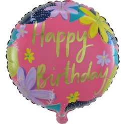Outlet 18-Inch Floral Happy Birthday Foil Helium Balloon Birthday Party|Balloons For Her