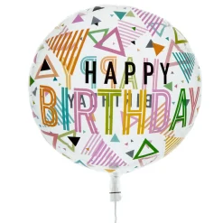 Kids Card Factory 22-Inch Happy Birthday Triangles Bubble Balloon - DELIVERED INFLATED!