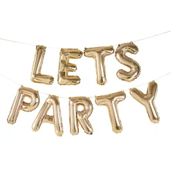 New 16-Inch Metallic Let's Party Foil Balloon Garland (3 Colour Options) Banners & Bunting|Birthday Party