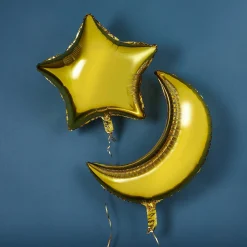 Hot 28-Inch Moon & 24-Inch Star Gold Foil Balloons - Pack of 2 Kids Balloons For Kids|Balloons For Him