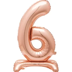 30-Inch Rose Gold Air-Fill Standing Number 6 Table Balloon Kids 60Th Birthday|16Th Birthday