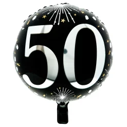 Card Factory 18-Inch Silver & Black 50th Birthday Foil Helium Balloon