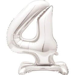 Kids Card Factory 30-Inch Silver Air-Fill Standing Number 4 Table Balloon