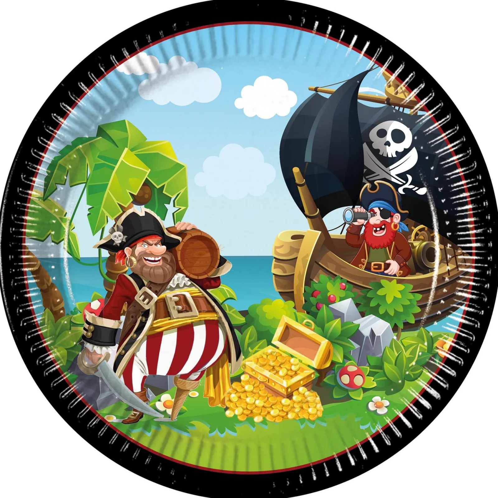 Card Factory Island Pirates Party Tableware & Decorations Bundle - 16 Guests
