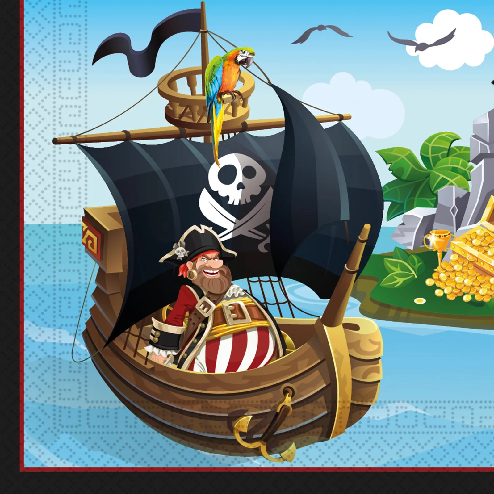 Card Factory Island Pirates Party Tableware & Decorations Bundle - 16 Guests