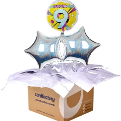 Kids Card Factory It's Super Being 9 Birthday Balloon Bouquet - DELIVERED INFLATED!