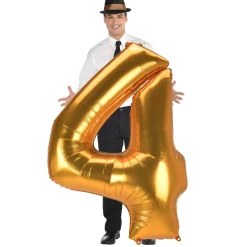 New JUMBO 53-Inch Gold Foil Number 4 Balloon (Deflated) Kids 40Th Birthday|Balloons For Kids