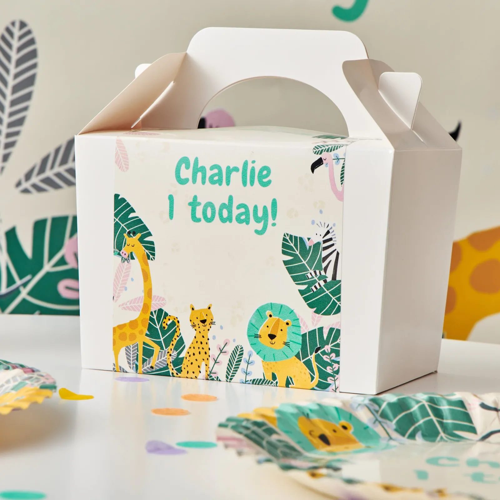 Card Factory Jungle Animals Personalised Party Box