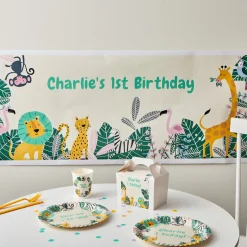 Online Jungle Animals Personalised Party Banner Personalised Party|Banners & Bunting