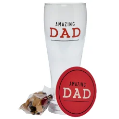 Card Factory Just For Dad Pint Glass, Coaster & Savoury Snack Set
