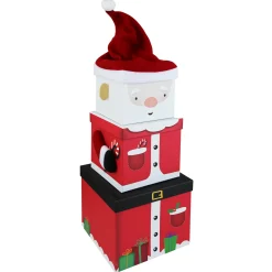 Kids Card Factory Large Stackable Plush Santa Claus Christmas Gift Boxes - Set of 3