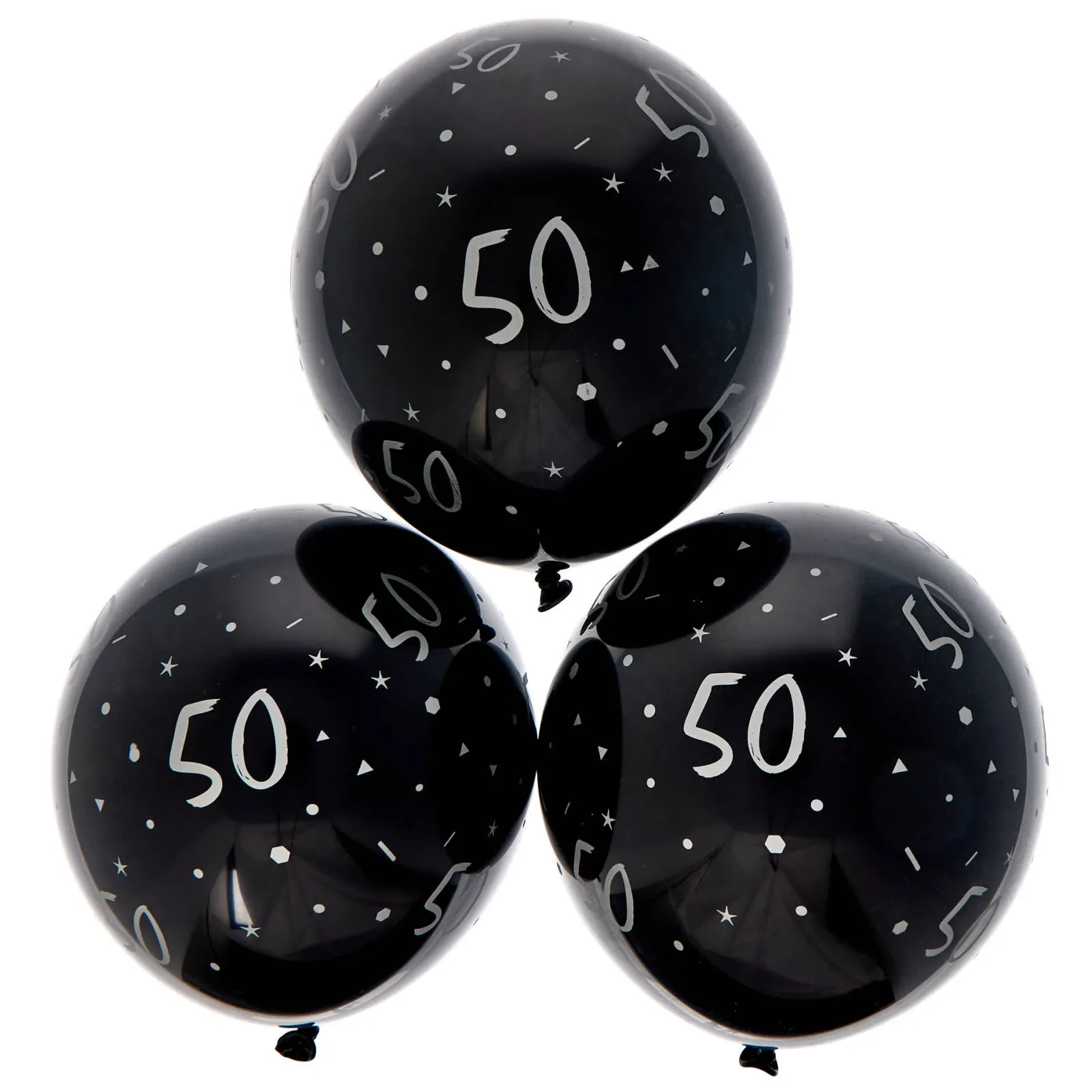 Hot Latex Black & Silver 50th Birthday Balloons - Pack of 6 50Th Birthday|Birthday Party