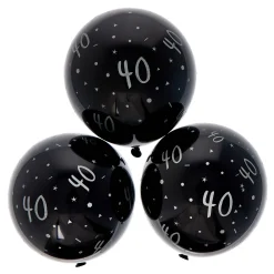 Outlet Latex Black & Silver 40th Birthday Balloons - Pack of 6 40Th Birthday|Birthday Party