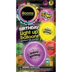 Clearance Latex Illooms Happy Birthday Light-Up Balloons - Pack of 5 Kids Birthday Party|Balloons For Kids
