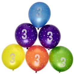 Kids Card Factory Latex Rainbow 3rd Birthday Balloons - Pack of 6