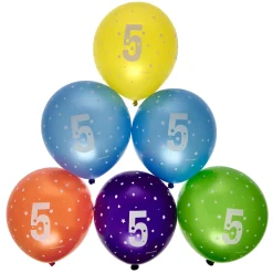 Kids Card Factory Latex Rainbow 5th Birthday Balloons - Pack of 6