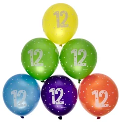 Latex Rainbow 12th Birthday Balloons - Pack of 6 Kids Birthday Party|Balloons For Kids