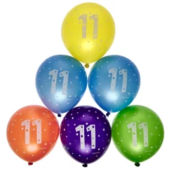 Kids Card Factory Latex Rainbow 11th Birthday Balloons - Pack of 6