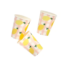 Card Factory Lemon & Gingham Paper Cups - Pack of 8