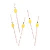 Card Factory Lemon & Gingham Paper Straws - Pack of 20