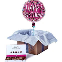 Kids Card Factory Leopard Print Happy Birthday Balloon & Lindt Chocolate Box