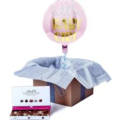 Card Factory Little Baby Girl Balloon & Lindt Chocolate Box
