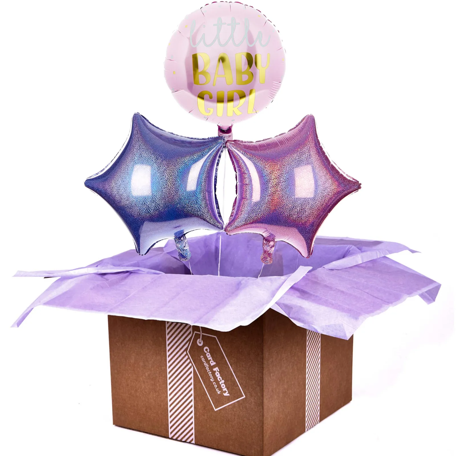 Kids Card Factory Little Baby Girl Balloon Bouquet - DELIVERED INFLATED!