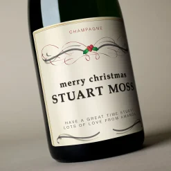 Card Factory Luxury Personalised Champagne - Christmas Holly