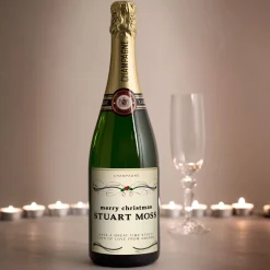 Card Factory Luxury Personalised Champagne - Christmas Holly