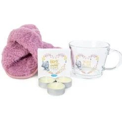 Card Factory Me to You Tatty Teddy Slippers, Glass Mug & Tealights Gift Set