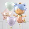 Kids Card Factory Mermaid Birthday Supershape & Foil Balloon Package - Delivered Inflated!