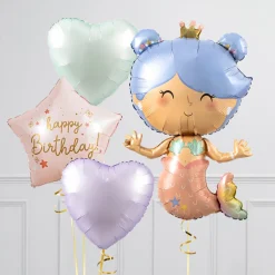 Kids Card Factory Mermaid Birthday Supershape & Foil Balloon Package - Delivered Inflated!