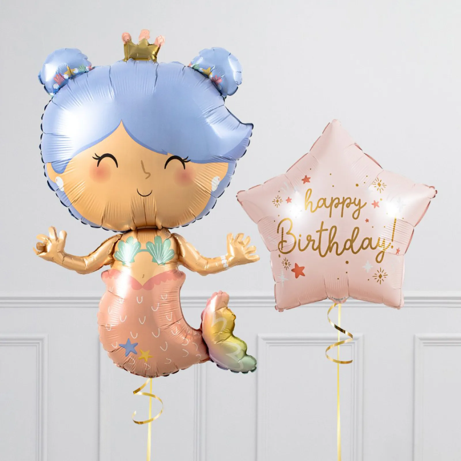 Kids Card Factory Mermaid Birthday Supershape & Foil Balloon Package - Delivered Inflated!