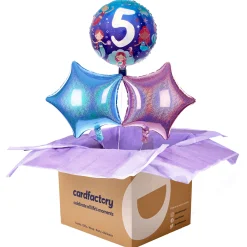 Kids Card Factory Mermaids 5th Birthday Balloon Bouquet - DELIVERED INFLATED!