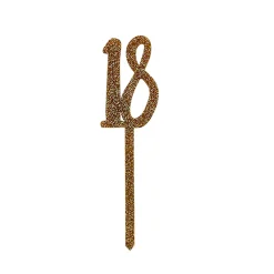 Hot Metallic 18 Glitter Acrylic Cake Topper (3 Colour Options) 18Th Birthday|Cake Candles